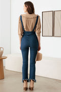 Litz La Striped Stretched Suspender Denim Overalls - Hovatok