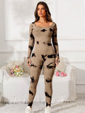 Scoop Neck Long Sleeve Active Jumpsuit - Hovatok