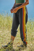 Contrast Striped Elastic Waist Active Pants - Hovatok