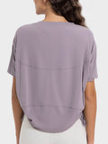 Millennia Drawstring Round Neck Short Sleeve Active T-Shirt - Hovatok