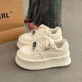 Lace Up Round Toe Platform Sneakers - Hovatok
