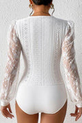 Eyelet Lace Long Sleeve Bodysuit - Hovatok