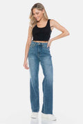 Judy Blue Full Size Tummy Control Cut Raw Hem Straight Jeans - Hovatok