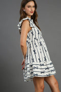 Umgee Full Size Ribbon Collared Mini A-Line Dress Plus Size - Hovatok