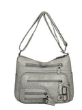 Multi Pockets PU Leather Shoulder Bag - Hovatok