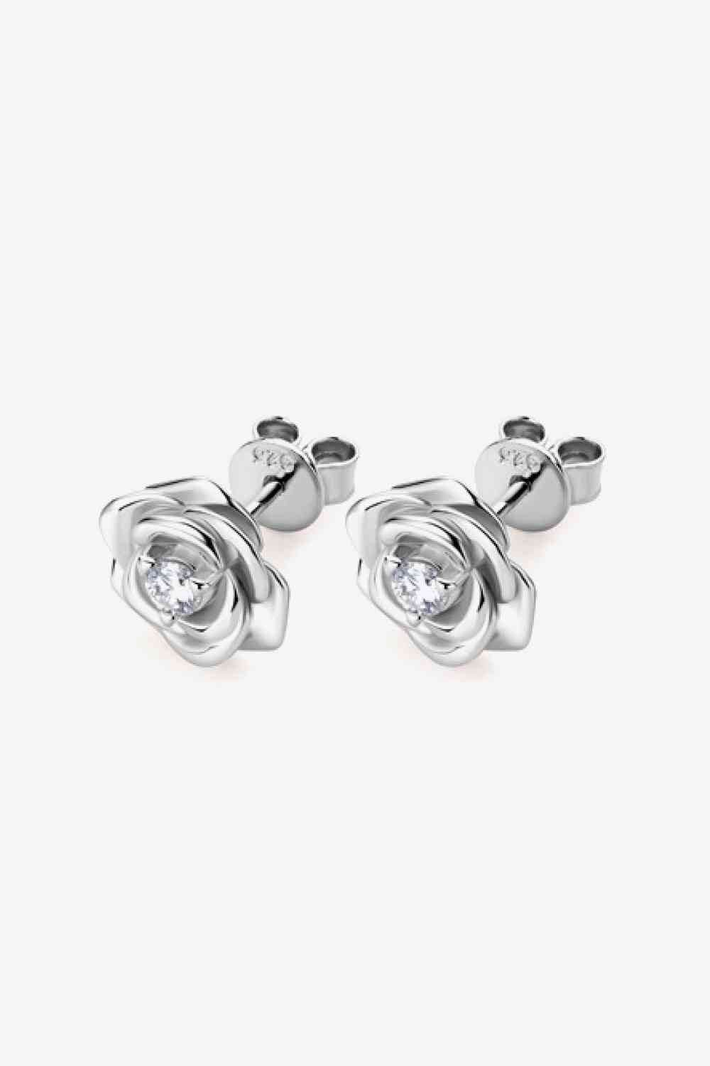 Adored Moissanite Flower 925 Sterling Silver Earrings - Hovatok