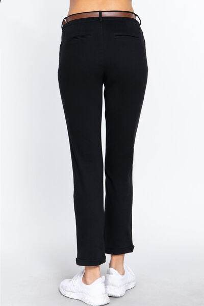 ACTIVE BASIC Cotton-Span Twill Straight Pants - Hovatok