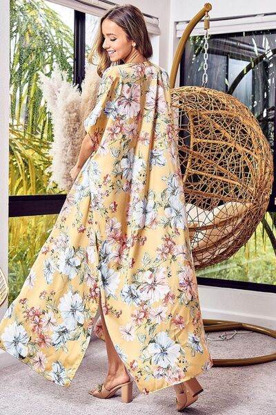 BiBi Floral Side Slit Longline Cardigan - Hovatok
