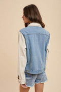 Annie Wear Collared Neck Double Placket Denim Jacket - Hovatok