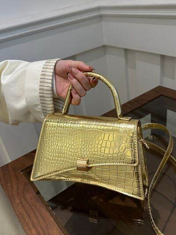 Solid Color PU Leather Handbag - Hovatok