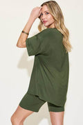 Basic Bae Full Size V-Neck Drop Shoulder T-Shirt and Shorts Set - Hovatok