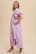 Annie Wear Floral Smock Detail Puff Sleeve Dress - Hovatok