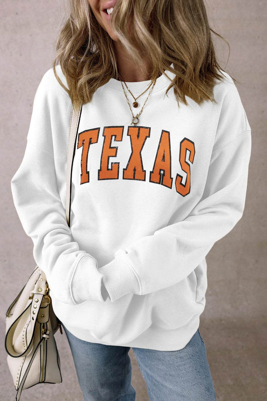 TEXAS Round Neck Dropped Shoulder Sweatshirt - Hovatok
