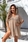 Angel Wings Openwork Slit Scoop Neck Cover Up - Hovatok