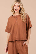 Ces Femme Half Button Half Sleeve Top and Pants Set - Hovatok