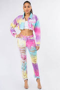American Bazi Distressed Back Cropped Denim Jacket - Hovatok