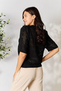 Mandy Ribbed Trim Round Neck Knit Top - Hovatok