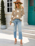 Angel Wings Star Round Neck Dropped Shoulder Sweater - Hovatok