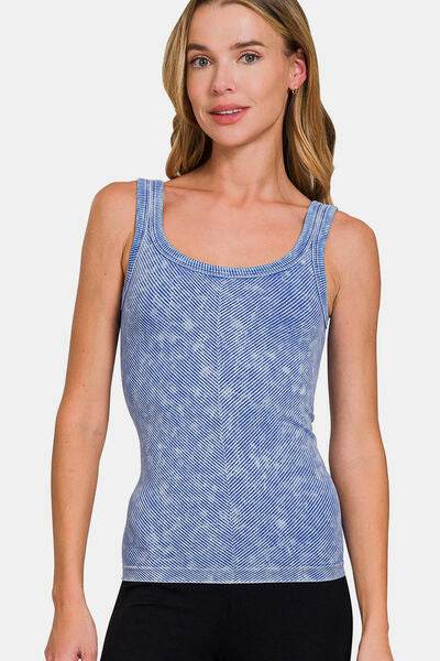 Zenana Ribbed Scoop Neck Tank - Hovatok