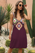 Geometric V-Neck Spaghetti Strap Cover Up Dress - Hovatok