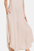 Zenana Spaghetti Strap Wide Leg Overalls with Pockets - Hovatok