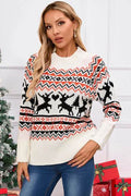 Angel Wings Reindeer Round Neck Long Sleeve Sweater - Hovatok