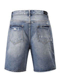Men's Distressed Denim Bermuda Shorts - Hovatok