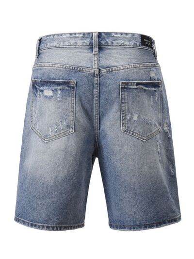 Men's Distressed Denim Bermuda Shorts - Hovatok