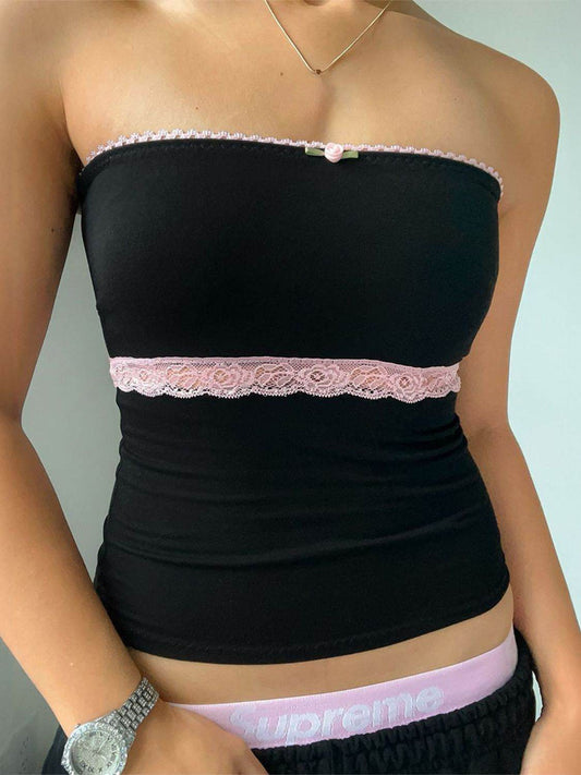 Devine Lace Detail Tube Top - Hovatok