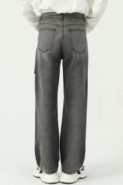 Wide Straight Men's Jeans with Pockets - Hovatok