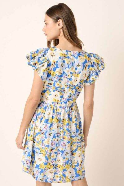 Mittoshop Floral V-Neck Cap Sleeve Mini Dress - Hovatok