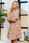 ADORA Floral Square Neck Puff Sleeve Dress - Hovatok