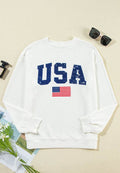 US Flag Corded Long Sleeve Sweatshirt - Hovatok