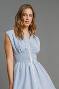 Umgee Full Size Striped Midi Dress with Smocked Waist Plus Size - Hovatok