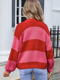 Angel Wings Striped Open Front Dropped Shoulder Cardigan - Hovatok