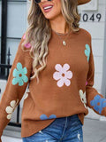 Angel Wings Flower Round Neck Long Sleeve Sweater - Hovatok