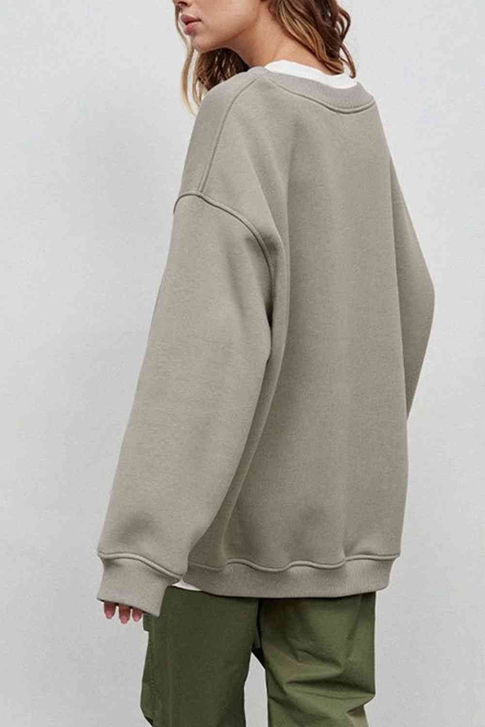 Oversize Round Neck Dropped Shoulder Sweatshirt - Hovatok