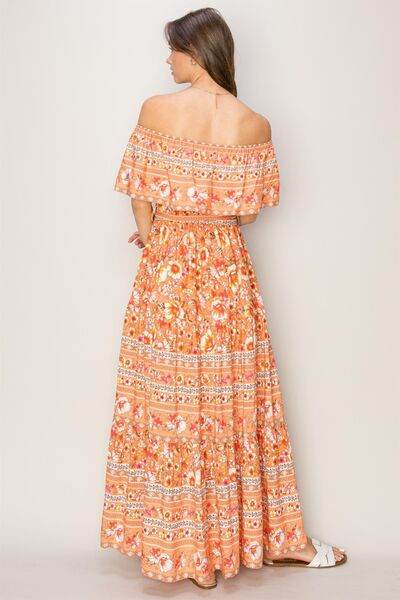HYFVE Floral Off-Shoulder Tie Front Maxi Dress - Hovatok