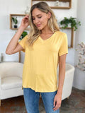 Basic Bae Bamboo Full Size V-Neck High-Low T-Shirt - Hovatok