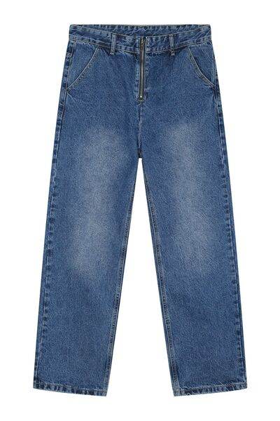 Mid Rise Baggy Jeans with Pockets - Hovatok