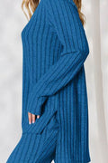 Basic Bae Full Size Ribbed High-Low Top and Wide Leg Pants Set - Hovatok