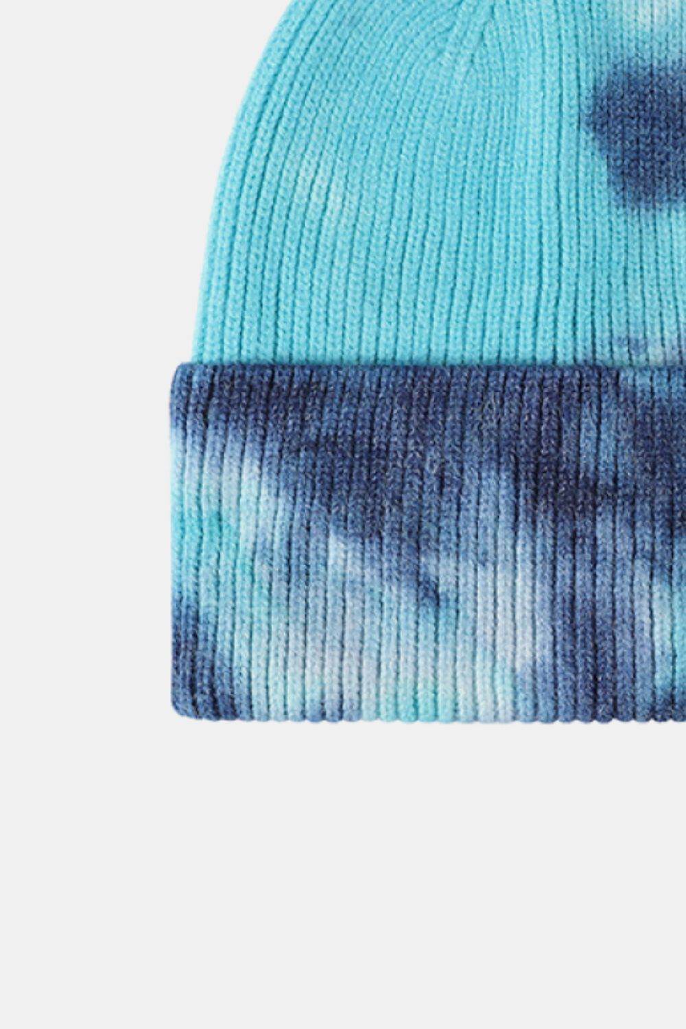 Tie-Dye Cuffed Rib-Knit Beanie Hat - Hovatok