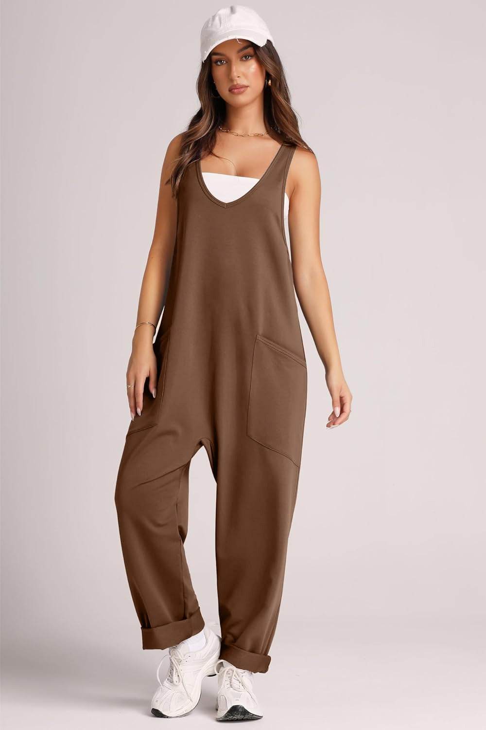Lovelet Wide Strap Jumpsuit with Pockets - Hovatok