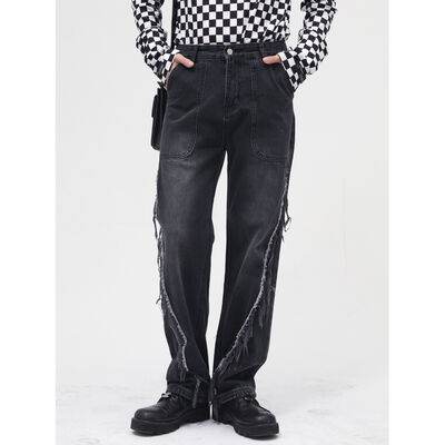 Raw Hem Jeans with Pockets - Hovatok