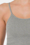 Zenana Ribbed Seamless Cropped Cami with Bra Pads - Hovatok