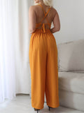Devine Tie Back Backless Crisscross Jumpsuit - Hovatok