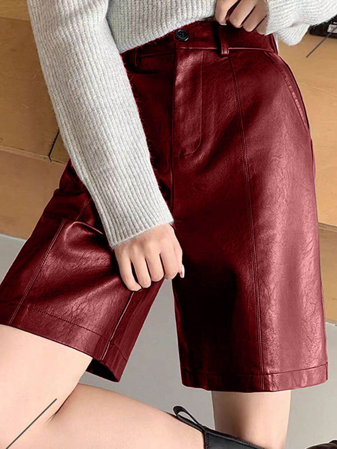 PU Leather High Rise Shorts - Hovatok