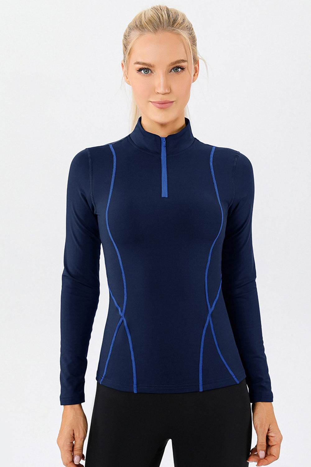 Mock Neck Quarter Zip Active T-Shirt - Hovatok