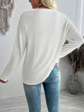 Double Take Pocketed Textured V-Neck Long Sleeve T-Shirt - Hovatok