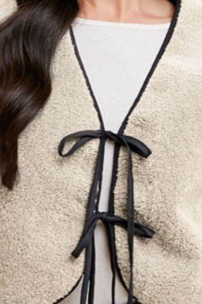 Annie Wear V-Neck Tie Detail Vest Coat - Hovatok